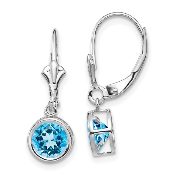 14k White Gold 6mm Blue Topaz Leverback Earrings,All Products : American Fashion Style Bags On Sale